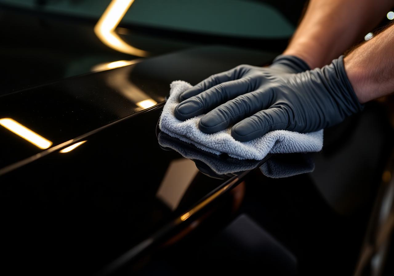 Detailer applying ceramic coating